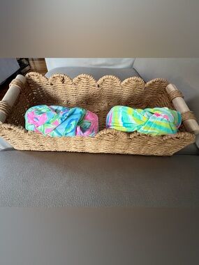 Lilly Pulitzer Fabric Pink Blue Green Twist Headbands